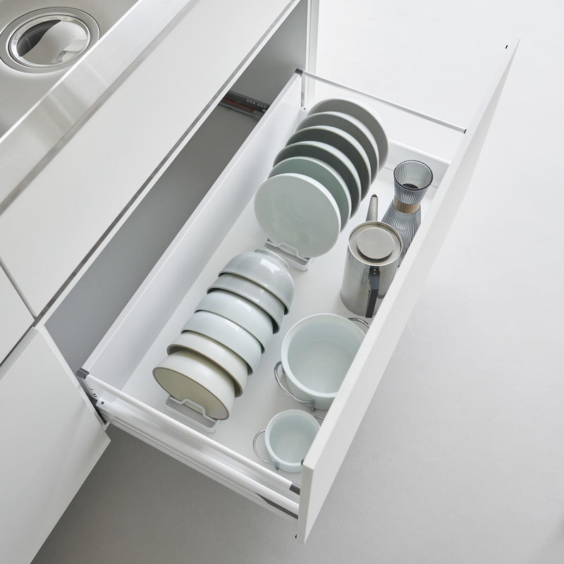 Yamazaki 1373 Tower Bowl Storage L, White, Steel, Minimalist 32 x 11 x 2.5 cm (L x W x H) | Steel, with non-slip silicone feet, organizer for shelves and drawers, 11 x 32 x 2.5 cm, Japanese design