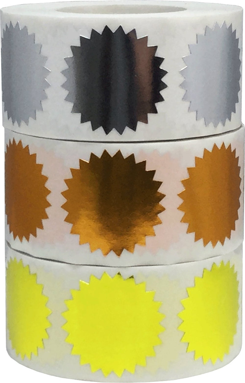 Metallic Seals Serrated Edge Color Coding Labels Bulk Pack 1 Inch Round 1,500 Total Adhesive Stickers