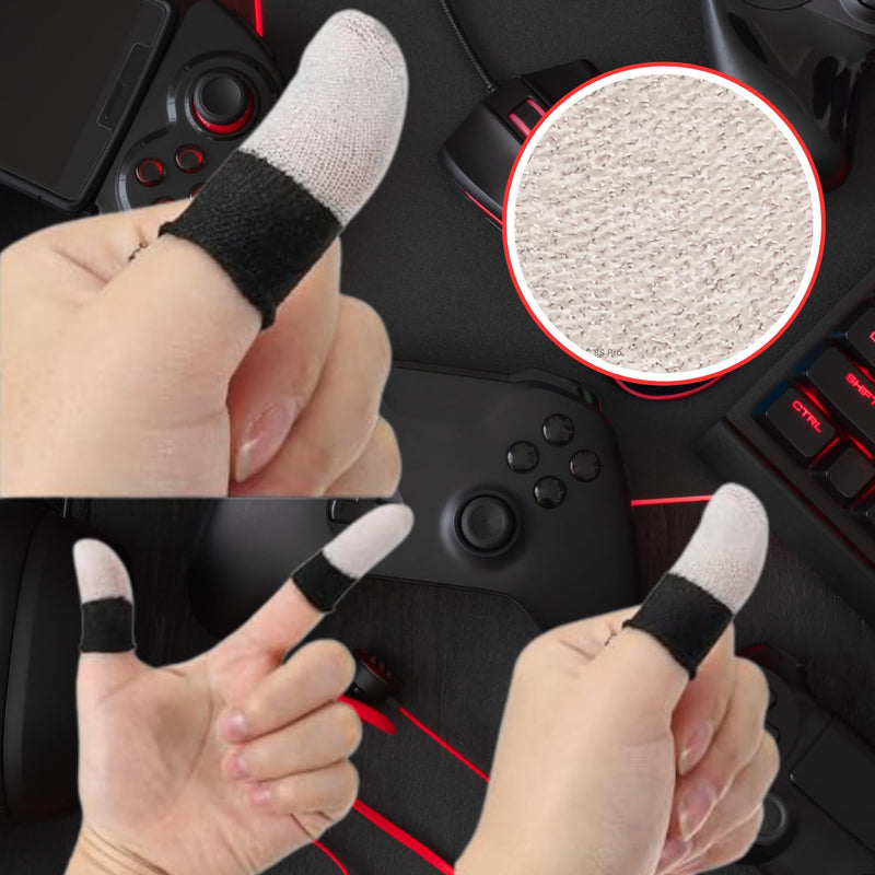 (16 Pack) Durable, Responsive, Gaming Finger & Thumb Sleeves, CODM & Mobile Gaming & Controllers, Pro Covers, Silver Fiber Offers Excellent Conductivity, Superior Senativitity. BLK & WHT