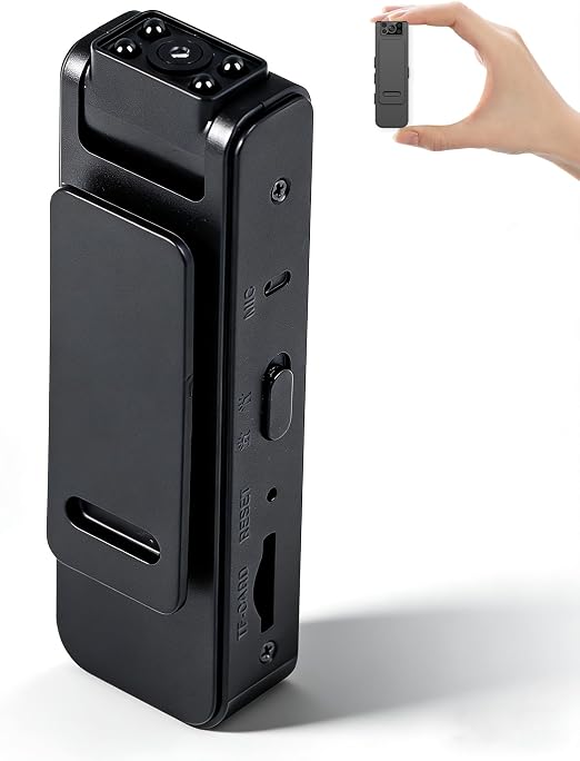 Hidden Body Camera HD 1080P Mini Body Came with Night Vision Wearable Camcorder with 180° Rotatable Lens and Sturdy Clips Small Video Recorder for Security, Indoor, Outdoor