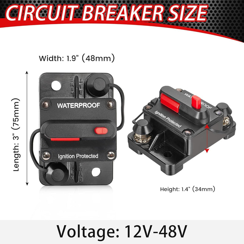 RED WOLF 60Amp Circuit Breaker for Boat Trolling Motor Marine ATV Trailer Vehicles Stereo Audio Electronic Battery Solar System Inline Fuse with Manual Reset Switch Waterproof DC 12V-48V