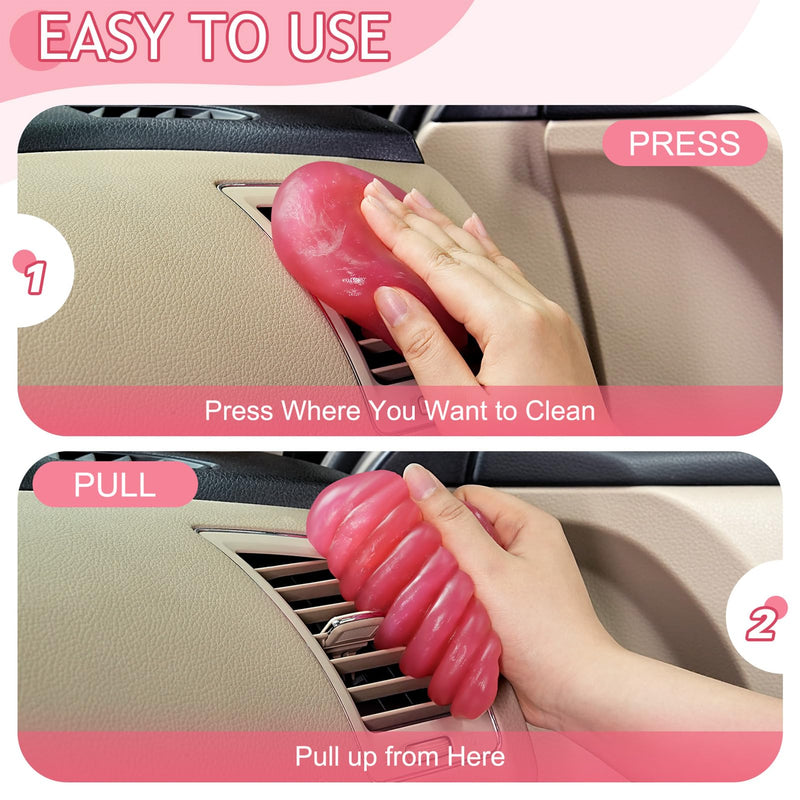 Car Cleaning Gel for Car Cleaning Putty Car Putty Car Interior Cleaner Car Slime Auto Detail Tools Car Accessories White Elephant Gifts for Adults Men Women Stocking Stuffers Pink