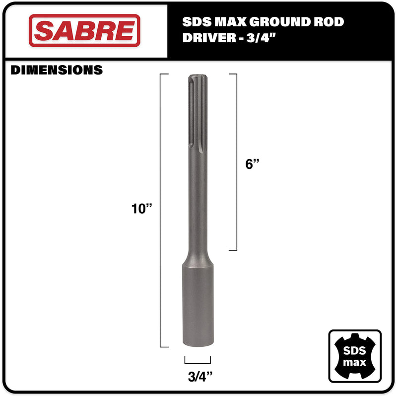 3/4 Inch SDS MAX Ground Rod Driver Bit for use with Rotary Hammer Drill (3/4" Ground Rod Driver) 3/4" Ground Rod Driver