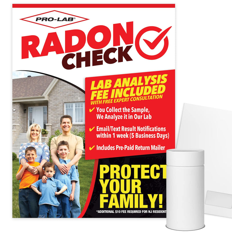PRO-LAB Radon Test Kit for Home - EPA Approved Short-Term Radon Tester with 1 Detector - Lab Fee & Return Mailer Included - Quick & Reliable Radon Testing