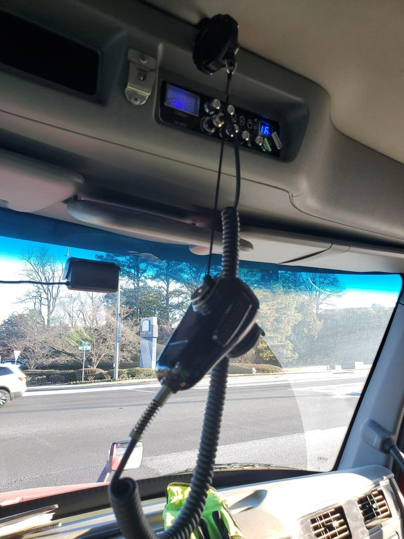 CB Mic Holder Retractable Microphone Keeper Heavy Duty CB Radio Retractable Hanger Tether, 32" Stainless Steel Cord, 12" Nylon Attachment Lanyard, D-Ring Mount Included