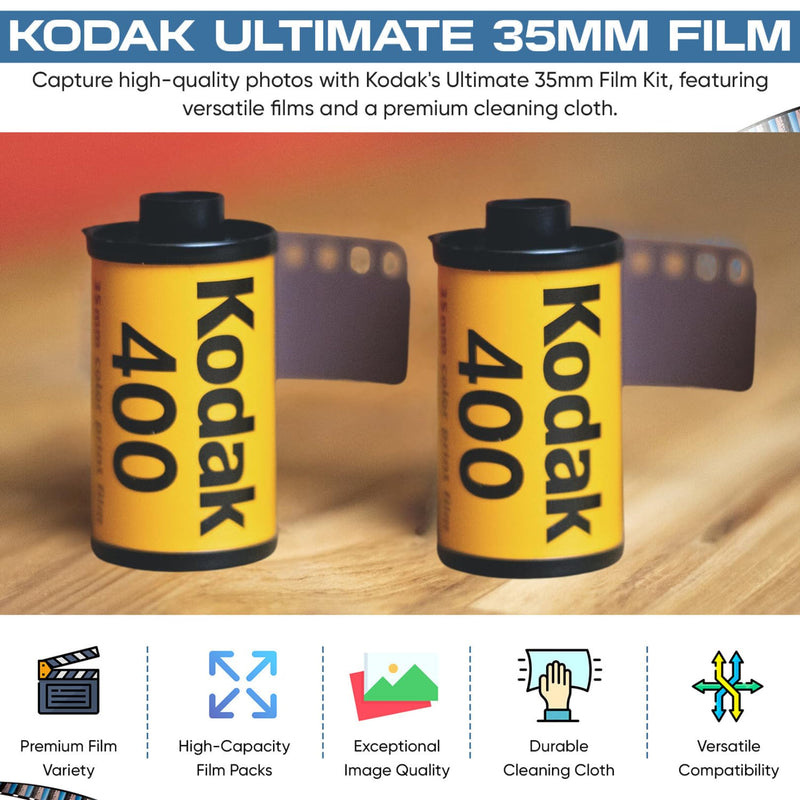 Kodak Ultramax 400 35mm Film 6 Pack 36exp for 35mm Film Camera Kodak 35mm Film Roll Bundle - Kodak Film- Balveli Microfiber Cloth - 35 mm Film Roll- Camera Film- 35mm Film Kodak- Kodak Film 35mm