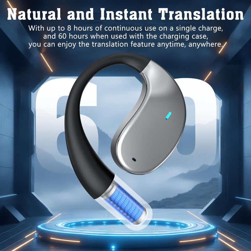 Translation Earbuds, 3-in-1 Translator Earbuds, 3-in-1 AI Translator Earbuds with 144 Accents Real-Time Translation Device, 60h Long Life, fit iOS and Android, Suitable for Travel Learning (Black) Black