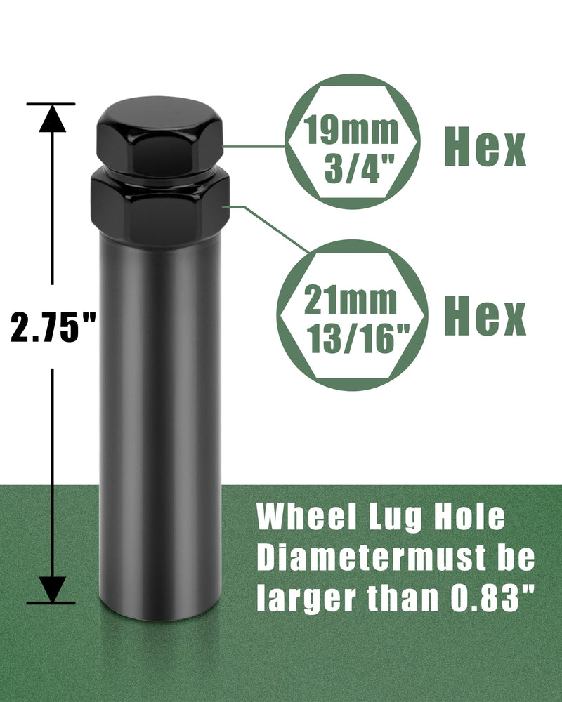 Small 6 Point Spline Lug Nuts Key Tuner Socket Tool -Diameter Lock Lug Nut Key Compatible with 3/4 in (19mm) and 13/16 in(21mm) Hex Replacement Socket 12x1.5 12x1.25 1/2-20 10x1.25 3/8-20 Black