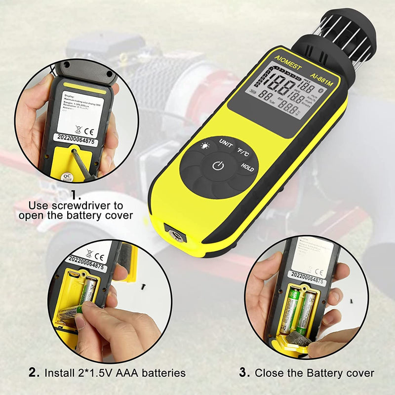 AIOMEST Wind Gauge Wind Gauge, Digital Anemometer Handheld Wind Cup Wind Speed Meter, ±4% Accuracy, Measures MAX/AVG Wind Speed & Temperature for Sailing Surfing Drone 881M