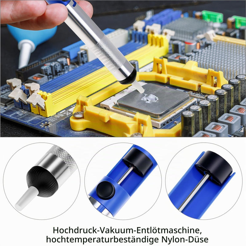 QWORK 3 Pieces Solder Removal Tool Kit for Solder Wick Desoldering Pump and Wire Cutter Pliers for DIY Electronics