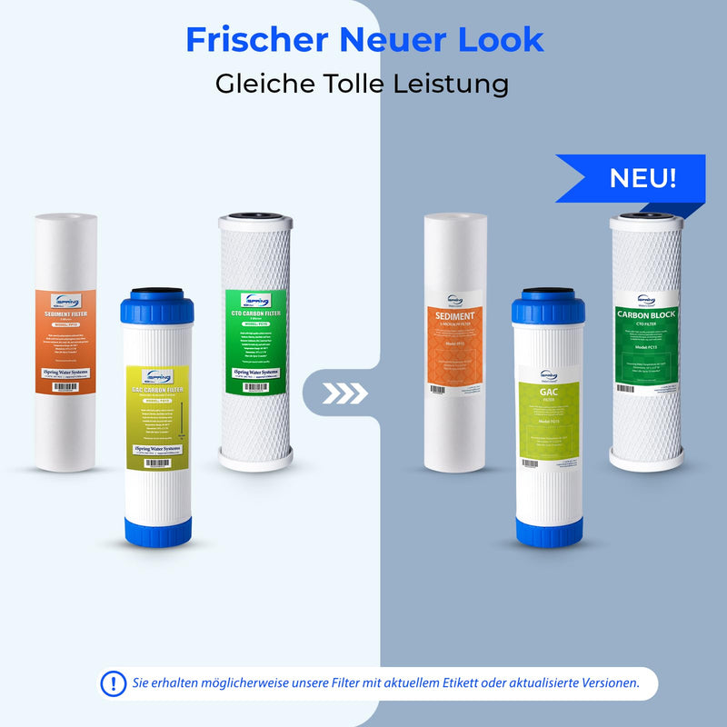 iSpring F3 3-pcs Replacement Filter Set for Water Filters with Standard 10-in Housings (3pcs: Sediment, Granular Activated Carbon, CTO Carbon Block. No Membrane) | For standard reverse osmosis RO systems Pre-filter replacement filter cartridges