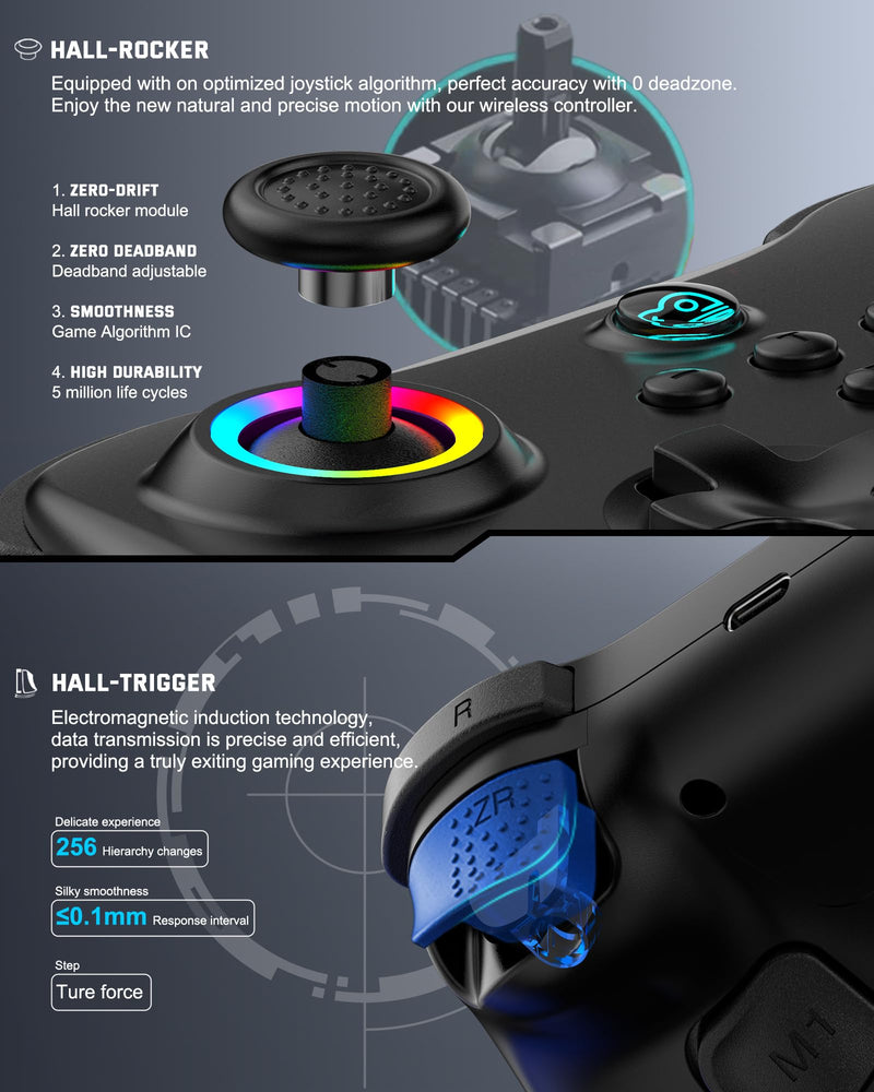 Joso Mobile Gaming Controller for iPad/iPhone/Tablet, Cloud Controller Remote Joystick for iOS/Android, Wireless Switch Controller with Macro Buttons/Hall-Rocker/Hall-Trigger - Starry Star White