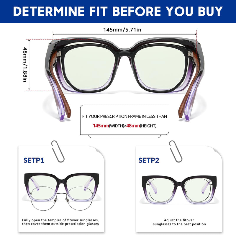Anti Blue Light Glasses Over Prescription Glasses Fit Over Blue Filter Glasses for Computer/Gaming/TV/Phone/Reading Purple Frame