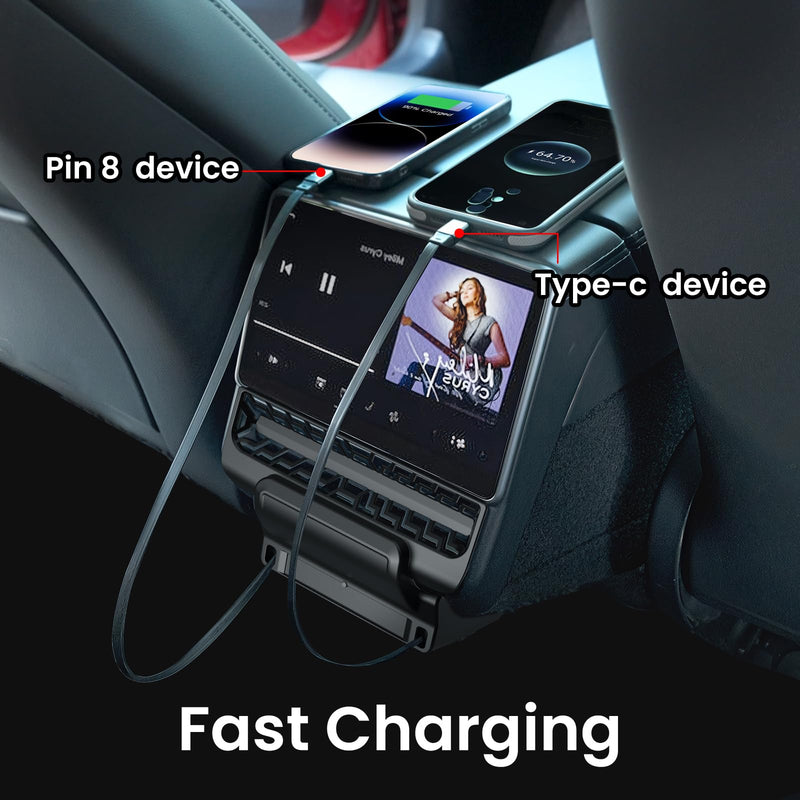 Retractable Center Console USB Hub for Model 3 Highland 2024 / Model Y Juniper 2025, THELIFELICIOUS Car Phone Charger Suitable for Updated Model 3/Y Accessories Fast Charging Docking Station