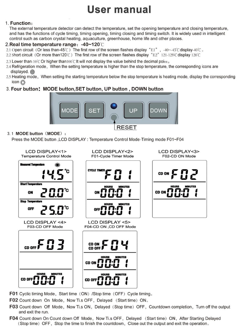 Greluma 1 Piece AC 230V Digital Temperature Controller Socket with Sensor Probe, Heating Cooling Thermostat Socket with Timer, LED Display Thermostat Switch for Greenhouse, Aquarium
