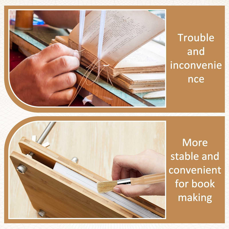 1 Set Wooden and Bamboo Book Press Book Binding Tool Portable Book Binding Kits Bookbinding Supplies Book Press Bookbinding for DIY Book (15 Inch) 15 Inch