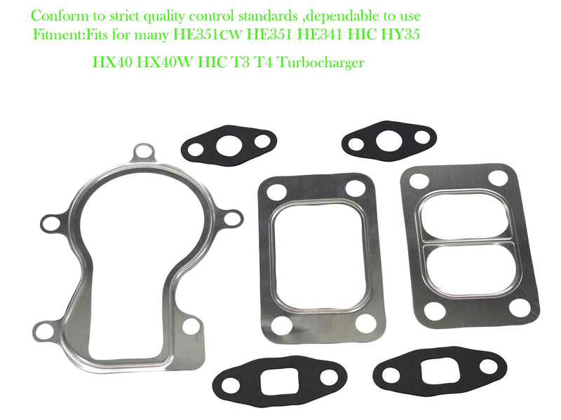 HX35 HX40 Turbo Stainless Steel Gasket kit Compatible with Holset Garrett Fit for 3592766 3538881 4050036 35392726 Dodge Cummins Truck 6BTAA HE351CW HE351 HE341 HIC HY35 HX40 HX35W HIC T3 T4 Turbochar