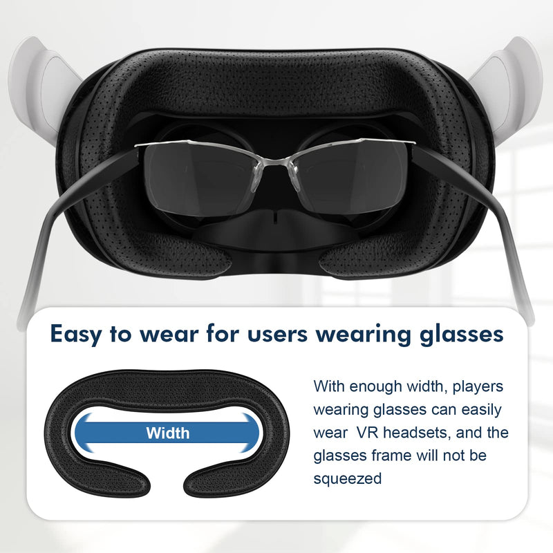 M AMVR Face Pad Compatible with Quest 2 Accessories, Face Pad Foam Replacement, with Fitness Facial Interface, Breathable PU Face Cushion and Lens Protector, Air-Circulation Design (Not for Quest 3) Black