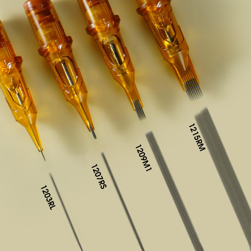 Ambition Glory Tattoo Needles Set of 20 Disposable Cartridges #12 Standard 7M1, 0.35 mm 7-Way Single Stack Magnum for Rotary Tattoo Machine 1207M1