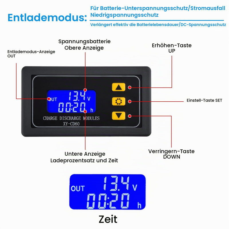 Heemol Battery Monitor Module Low Voltage Shut-Off Protects DC6-60V 10A with Display for Lithium Batteries