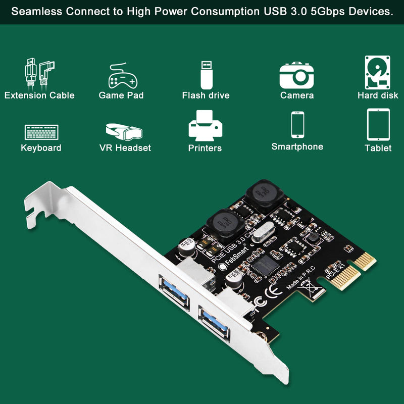 2-Ports Superspeed 5Gbps USB 3.0 PCI Express Expansion Card for Windows, MAC OS X and Linux Desktop PCs, Built in Self-Powered Technology, No Need Additional Power Supply (FS-U2S-Pro) FS-U2S-Pro