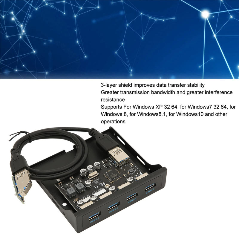 Front Panel PCIE to USB 3.0 Hub with 4 Port, 3.5 Inch PC Front Panel Internal Card Reader PCIE USB Adapter with 4 X USB3.0 Output Port for Computer Case Front Bay