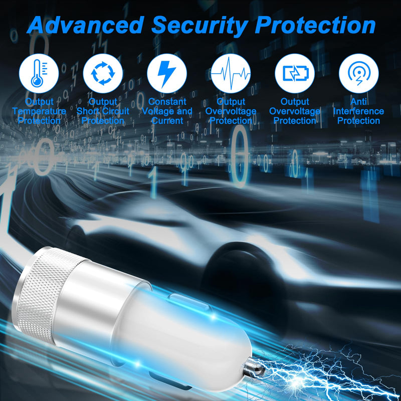 iPhone Car Charger Fast Charging [Apple MFi Certified], 60W Dual USB-C Power Cigarette Lighter Car Charger+Type-C Cable&Lightning Cable for iPhone 15 14 13 12 11 Pro Plus XS XR iPad, Samsung and more