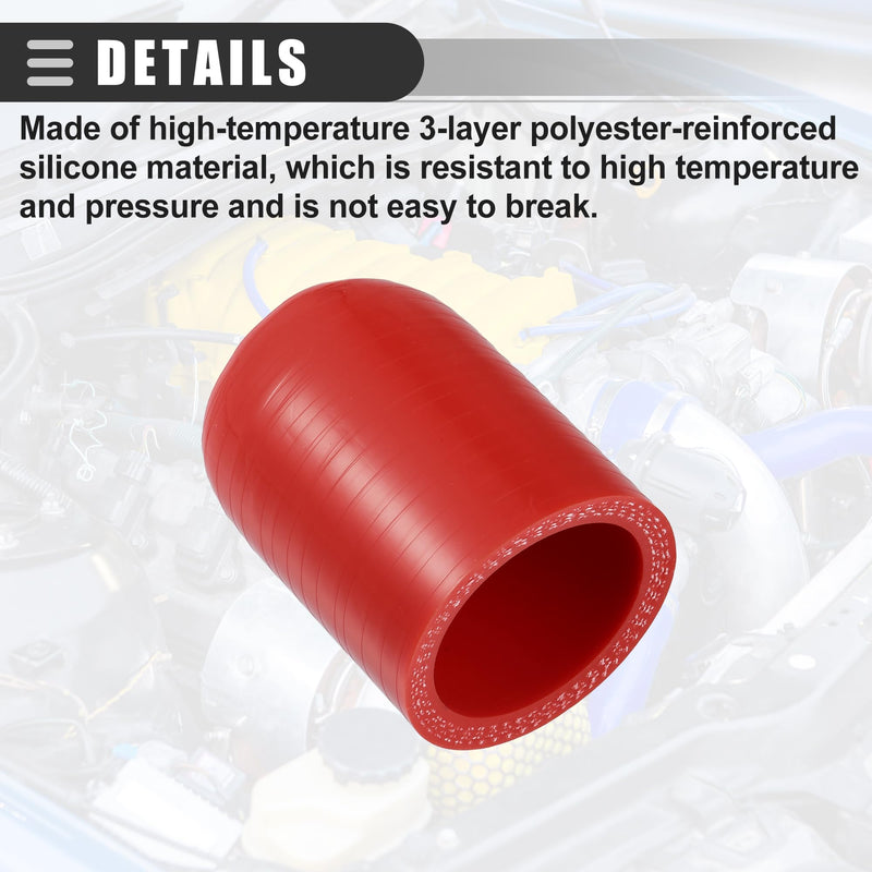 Motoforti Universal Car Silicone Coolant Cap with Clamp for Bypass Heater Vacuum Water Port Protective End Cap, 1.50" 38mm ID, Reinforced, Silicone, Red, 1 Set ID: 38mm / 1.50"(D)