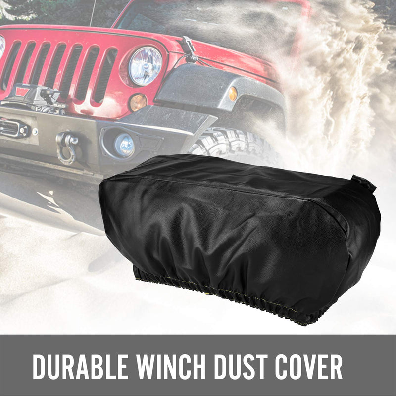 SEVEN SPARTA Winch Cover Heavy Duty Waterproof Winch Protection Cover, Dust-Proof,Universal Winch Protective Cover for Electric Winches Up to 17500 Lbs, 24” W x 10” H x 7” D (Black)