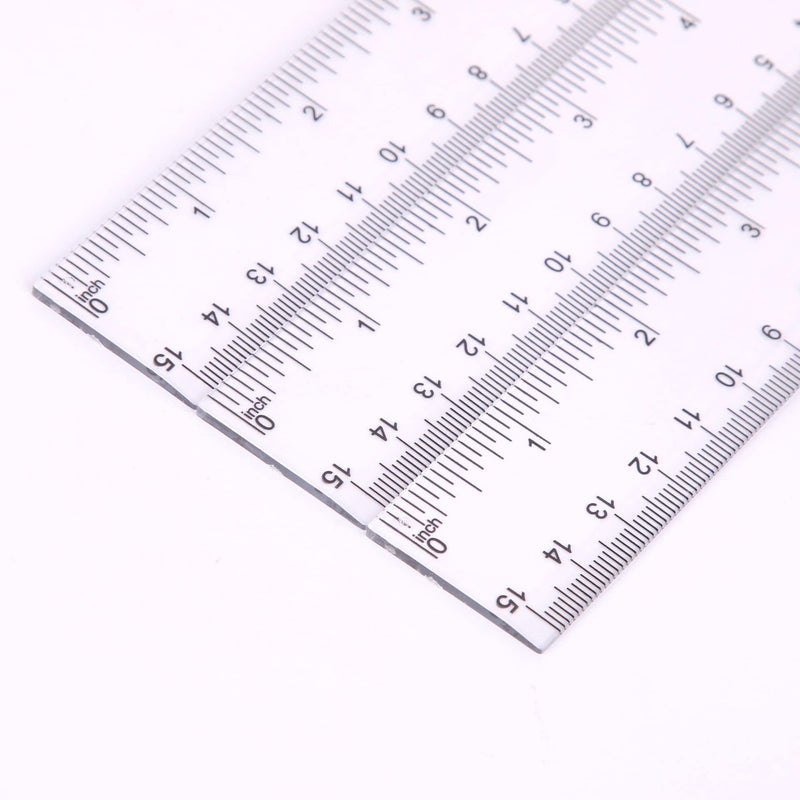 Pack of 3 Plastic Rulers, 15 cm 20 cm 30 cm Ruler Transparent Flexible Precision Ruler Measuring Tool Flexible Precision Ruler for School Office Home (6, 8, 12 Inches)