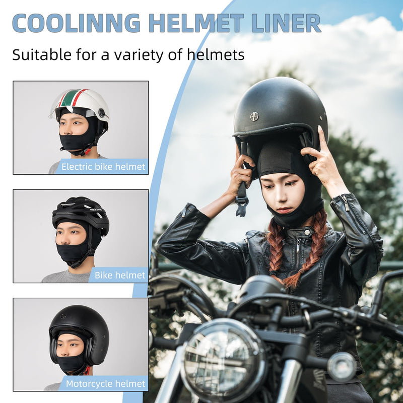 ROCKBROS Cooling Skull Cap Helmet Liner Balaclava Mask UV Protection Under Helmet Liner Black