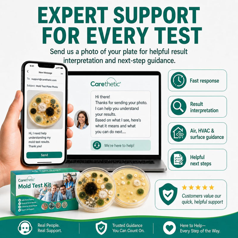 Carethetic Mold Test Kit for Home, 6 DIY Agar Plates for Air, HVAC and Surface Testing, Indoor Mold Testing Kit with Swabs, Gloves, Bags and User Manual