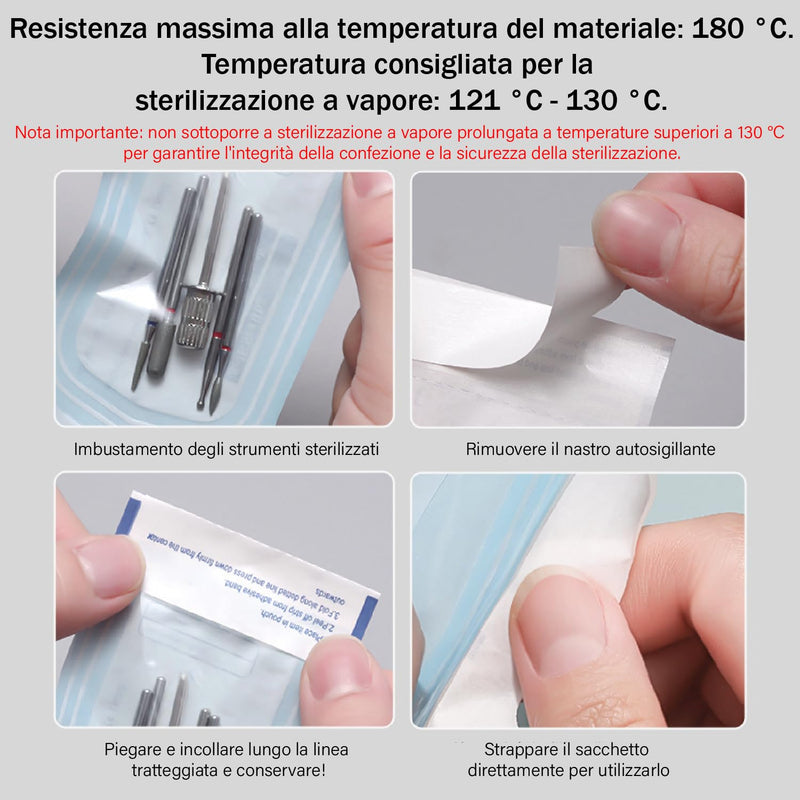 150pcs Sterilization Bags, Sterile PVC Bags, Autoclave Bags, Self Sealing Bags for Sterilization, Sterilization Bags