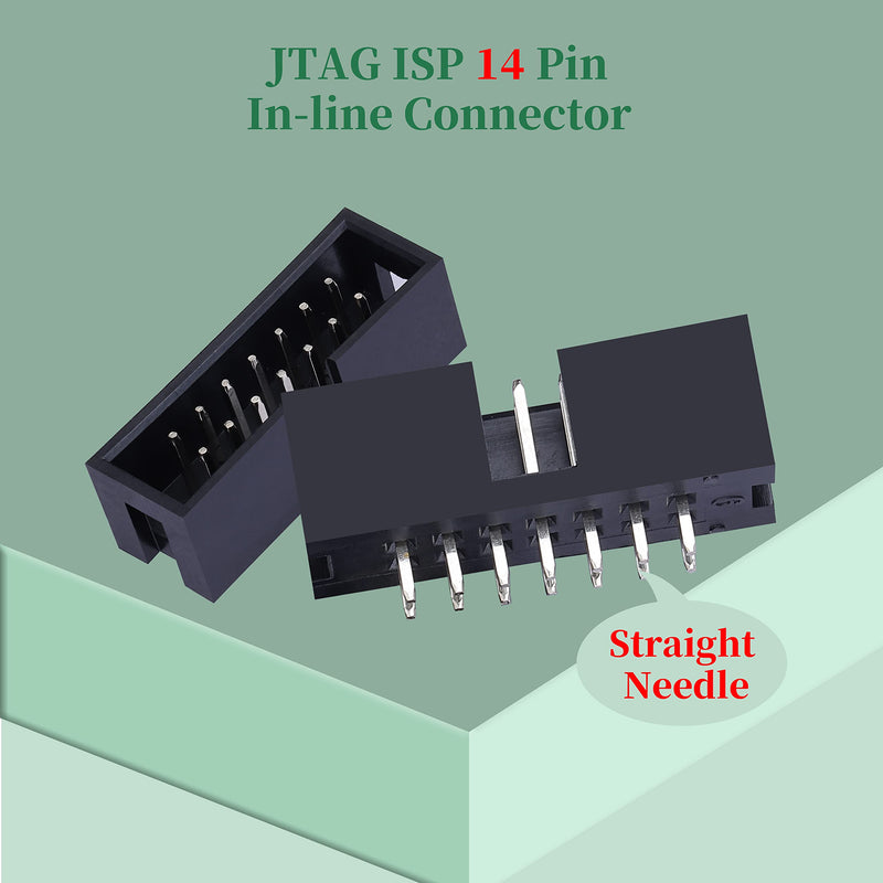 Pzsmocn Pack of 20 IDC 2 x 7 Double Row 14 Pin Box Connector Male Socket Terminals 2.54mm Pitch, JTAG ISP 14 Pin Straight Insert Adapter Socket Terminals for PCB Electronics Projects. 14-Pin 2.54mm Male Socket Terminals