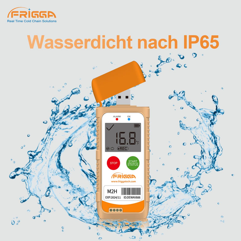 Frigga M2H 1 Pack Reusable Temperature Humidity Data Logger USB Digital Temperature Recorder 28800 Points High Accuracy Thermometer Logger PDF CSV Report 1 pack.