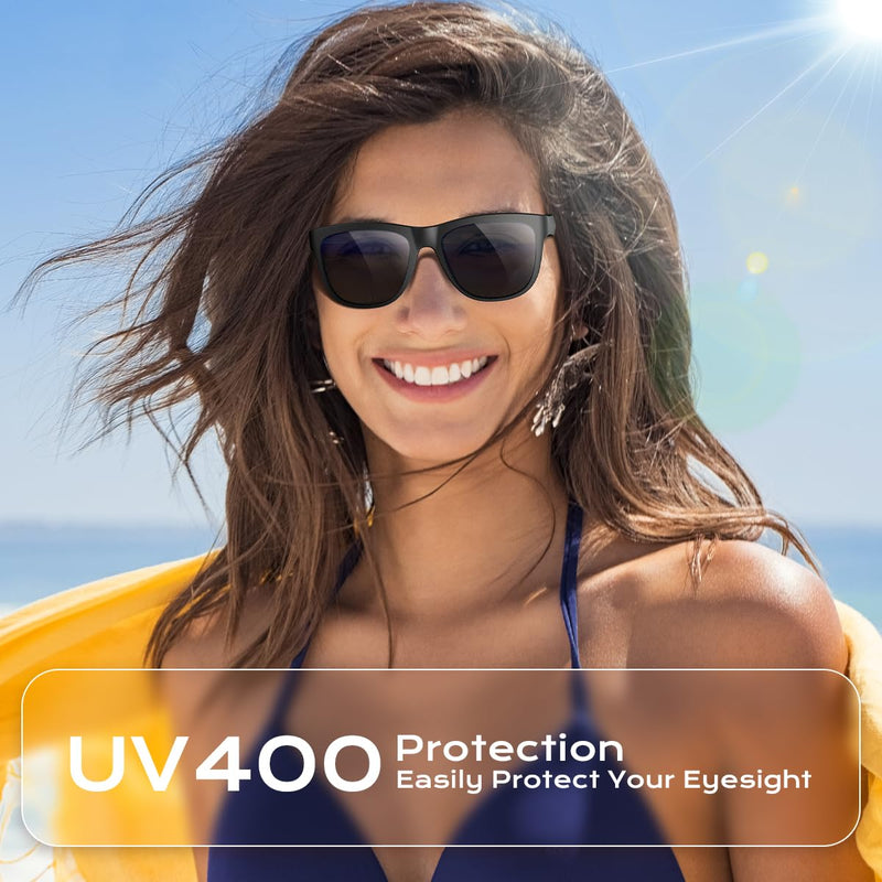 Bluetooth Glasses for Women & Men, Smart Audio Sunglasses for Men with Built-in Speakers, UV400 Protection, Wireless Music & Calls, Lightweight Frame, Touch Control Compatible with iOS/Android