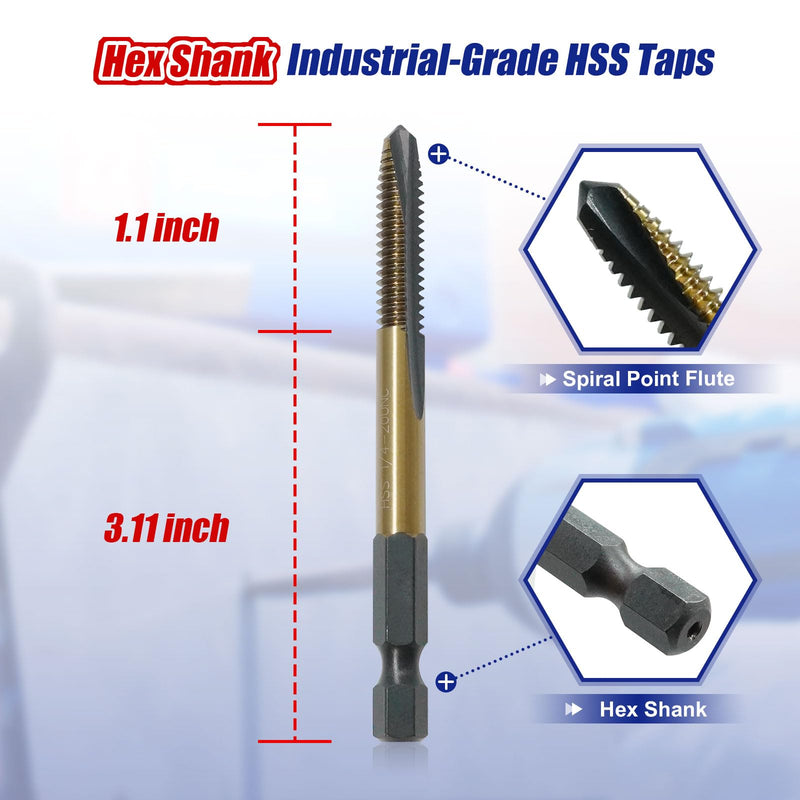 JEFE HEX 1/4-20 UNC Hex Shank Taps for Metal | MRO & Industrial Use | Quick-Change | Impact Driver (5pcs) 1/4-20 UNC (5 pcs)