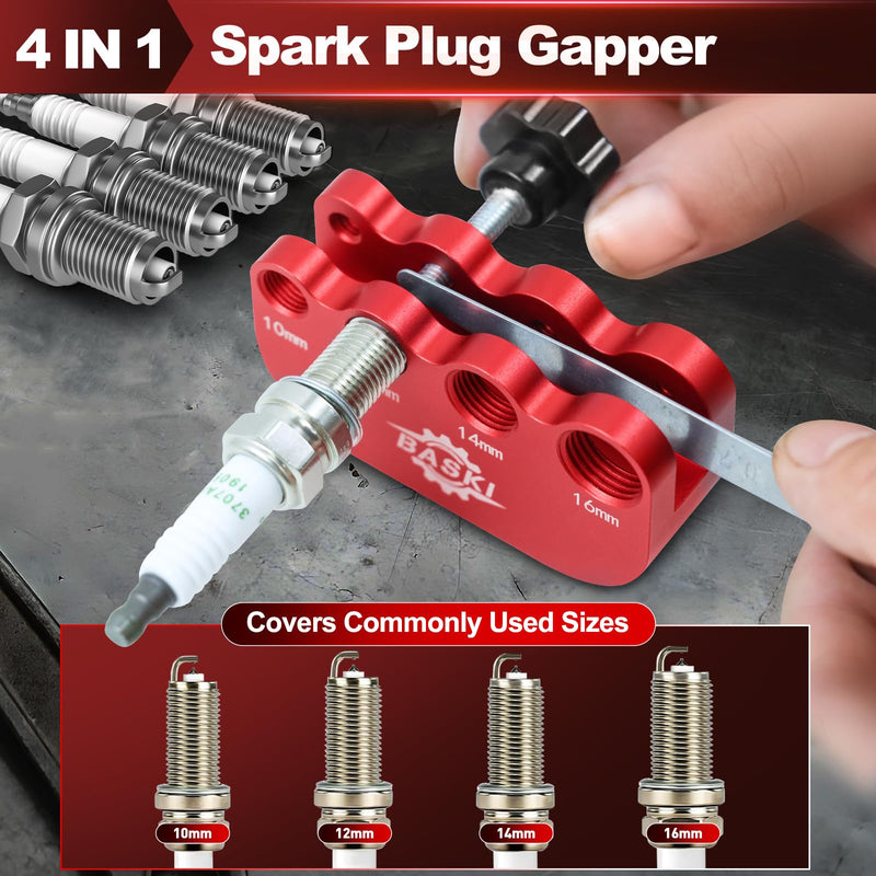 Baski Spark Plug Gap Tool, Universal Spark Plug Gapper Gapping Tool for Most 10mm 12mm 14mm 16mm Thread Spark Plugs