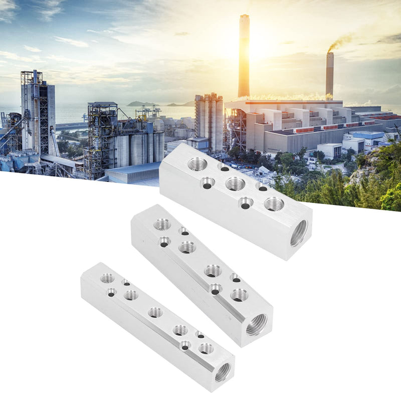Eujgoov Pneumatic Distribution Block, Air Distribution Block, Aluminum Block, Compressed Air Distributor, Pneumatic Block, G1/2 Input, G1/4 Output, 30 x 30 mm (SY30‑02‑4F)