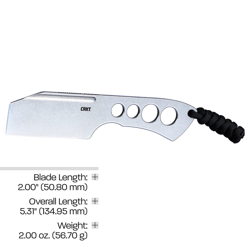 CRKT Razel Chisel Fixed Blade Knife: Everyday Carry Plain Edge, Stainless Steel Chisel Bevel w/Pocket Carry Sheath 2130,Silver