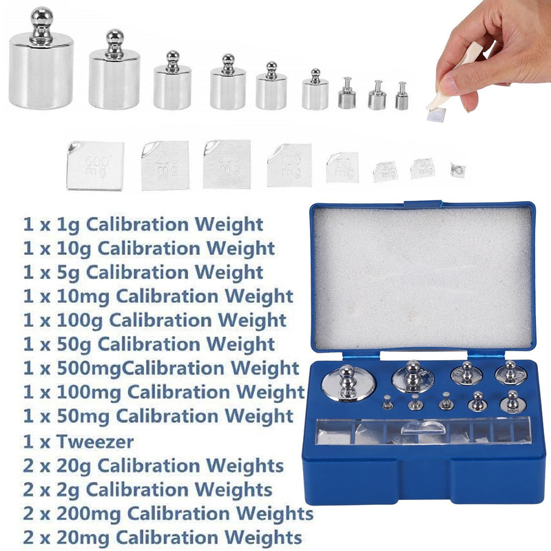 Calibration Weight, Pack of 17, 211.1 g, No. 45 Steel, 10 mg - 100 g, Precision Calibration Weight Set, Test Stainless Steel Calibration Weights Set for Digital Jewellery, Scale, Laboratory, Study Weights | Nr. 45 Stahl 10 mg-100g Gramm Präzisionskalib...