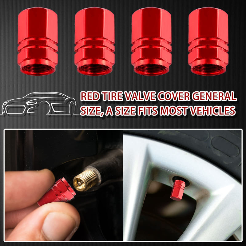 28 Pcs Car Interior Accessories Including 20 Pcs Car Air Conditioner Decoration Strip 4 pcs Non Slip Silicone Car Cup Coaster 4 pcs Car Tire Valve Stem Caps for Most Cars SUVs Trucks (Red) Red