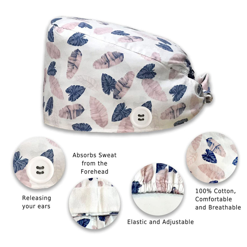 Siribelle Surgical Caps Women Men Cotton Surgical Hat Adjustable Chef Hat Men Hat op Hood Long Hair Dentist Cook One Size White Sheets