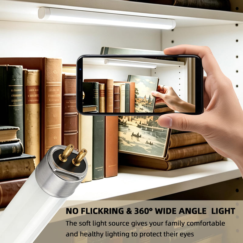 Pack of 2 6W Fluorescent Tube, Size: 225mm, T5 Cool White 4000K, G5 Base, Low Energy Saving Light for Emergency, Suitable for Kitchen, Bathroom, Closet, Garage Cold White