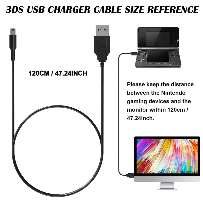 3DS USB Charger Cable Power Cord for New 3DS/New 3DS XL/3DS XL/3DS/New 2DS XL/New 2DS/2DS XL/2DS/ DSi/DSi XL (3.9ft/120cm) (1) 1