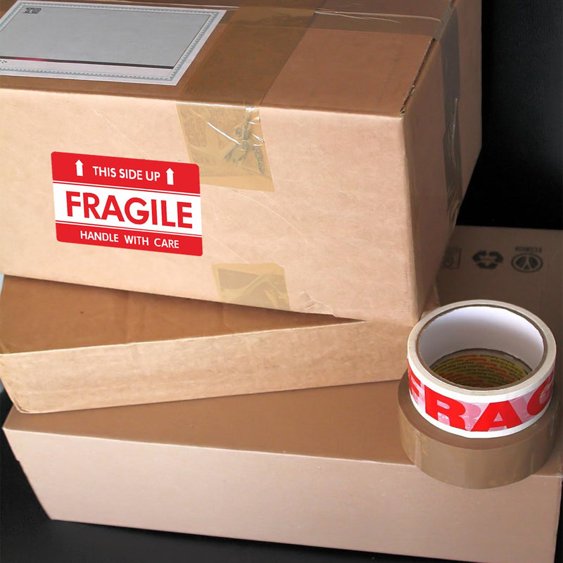 [Australia - AusPower] - 4x6 inch This Side Up Stickers for Shipping Moving Packing Business Glass Warning Fragile Handle with Care Labels 100pcs - Mysuevin (1 Roll) 1 