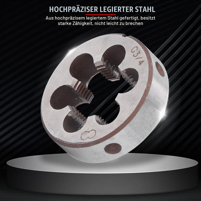 3/4 Pipe Cutter, Round Thread Cutter, Alloy Steel, 55 mm Diameter, 6 Holes for Removing Spnen for Hand Taps, High Precision Thread Cutting Dies