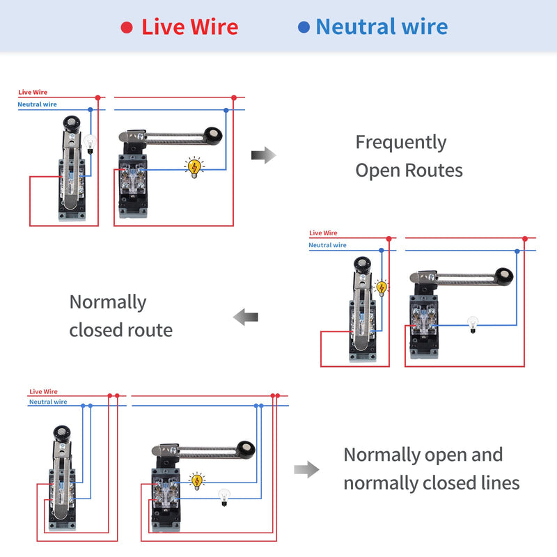 EXLECO 2 Lever Limit Switch Adjustable Limit Switch with 5CM Adjustable Roller Lever 1NO 1NC ME-8108 Limit Switch Self-Resetting Changeover Switch for CNC Router Plasma Electric Control Switch 2 Pieces