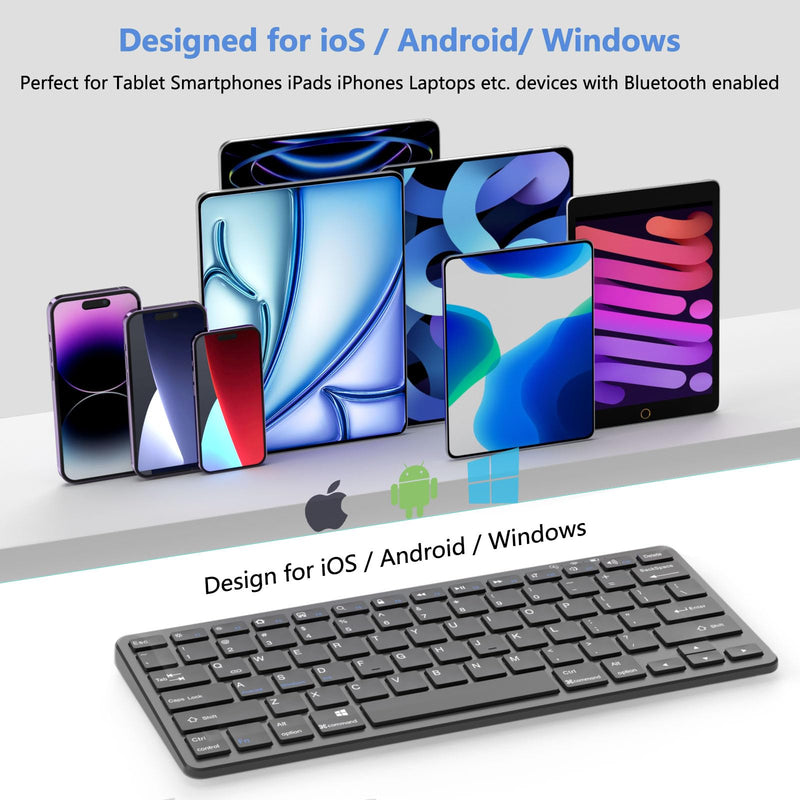 Bluetooth Keyboard for iPad, Bluetooth Keyboard Compatible iPad 10th 9th 8th, iPad Air 5th 4th, iPad Pro 13/12.9/11 inch, iPad Air 13/11 inch, Portable Keyboard Including iOS, Android, Windows - Black
