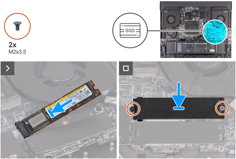 Deal4GO M.2 2280 SSD Support Bracket Thermal Shield Heatsink 7N3CY Replacement for Dell Alienware M18 R2 R1 M16 R2 R1 (Upgrade Edition)